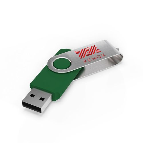 USB Stick Twister (Groen, 128GB 2.0, Bedrukking in full colour voorzijde, Bedrukking in full colour achterzijde)