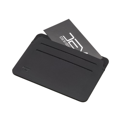 Anti-RFID card holder made of soft PU. With six card compartments and RFID logo