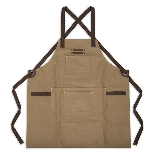 Tablier en toile enduite et cuir