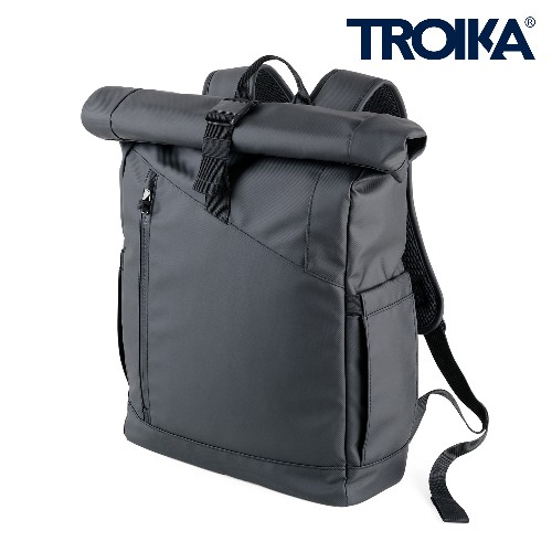 Troika Black Roll Top Backpack TROIKA BLACK ROLL TOP Troika Black Roll Top Backpack TROIKA BLACK ROLL TOP