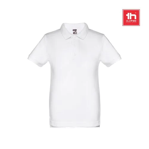 THC ADAM KIDS WH. Koszulka polo z krótkim rękawem dla dzieci (unisex). Kolor biały THC ADAM KIDS WH. Koszulka polo z krótkim rękawem dla dzieci (unisex). Kolor biały