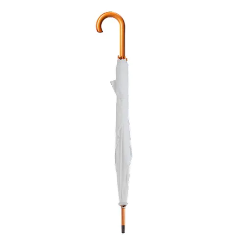 Umbrella with curved wooden shaft and grip