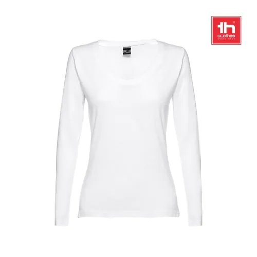 THC BUCHAREST WOMEN WH. T-shirt da donna sfiancata a maniche lunghe