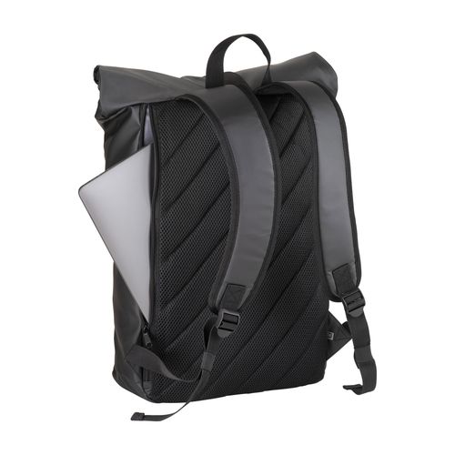 Laptop backpack in polyester with phthalates free PVC coating