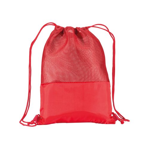 210T polyester backpack with mesh and drawstring closure