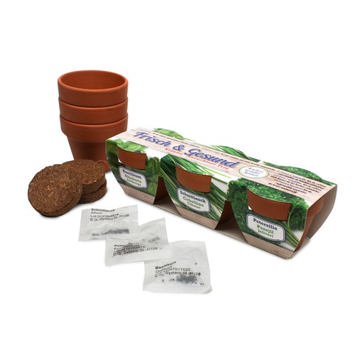 Growing kit - Terracotta pot 5 cm - trio pack (personalized)