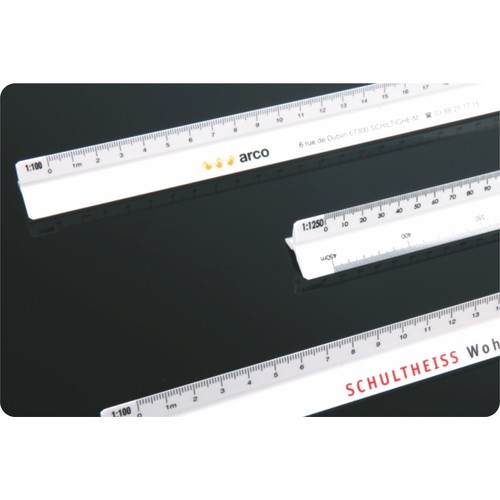 Plastic three-sided ruler