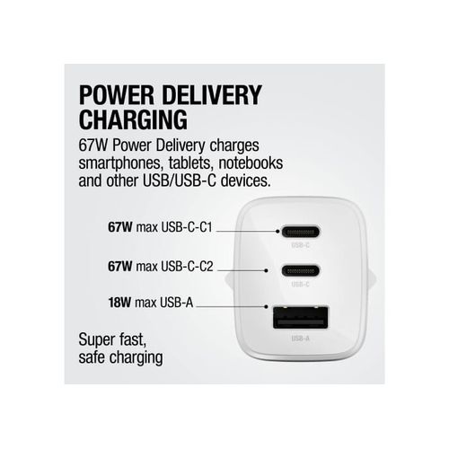 Fresh 'n Rebel 67W Laptop Fast Charger GaN USB-C & USB-A