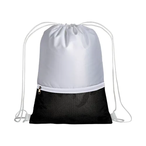 210T polyester backpack with coloured zip pocket and drawstring closure