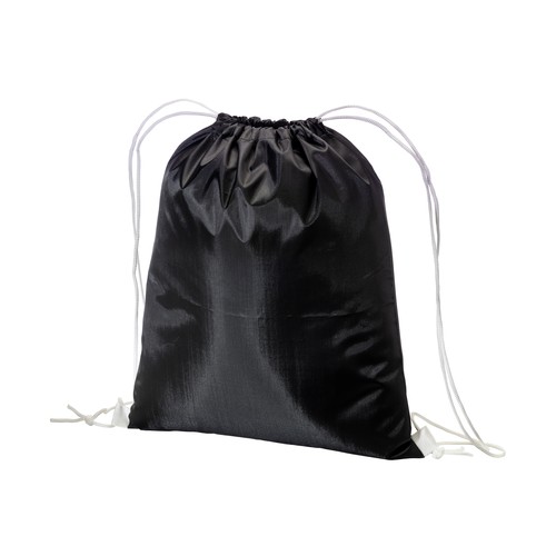 210T black polyester backpack with choke closure and colored cords 210T black polyester backpack with choke closure and colored cords