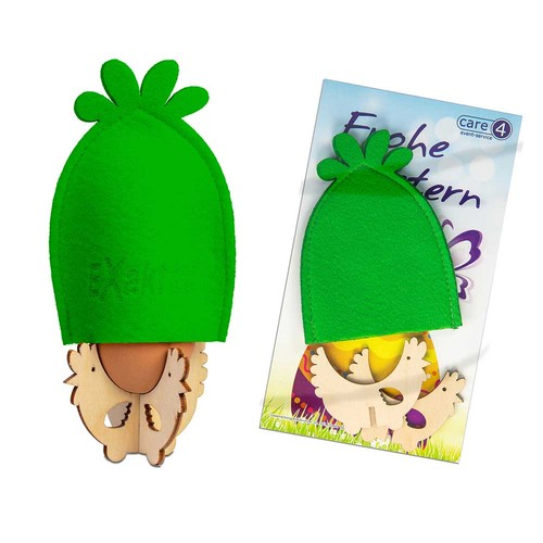 Breakfast egg-set with egg warmer - green including lasering on felt