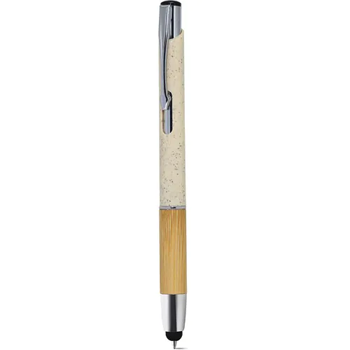 PENNA A SFERA CON TOUCH SCREEN IN PAGLIA DI GRANO+ABS, BAMBÙ E METALLO PENNA A SFERA CON TOUCH SCREEN IN PAGLIA DI GRANO+ABS, BAMBÙ E METALLO