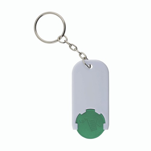 Plastic key ring with shopping trolley token