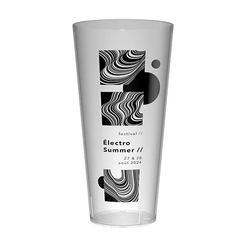 Gepersonaliseerde herbruikbare beker van 40 cl - gezeefdrukt in 1 kleur Gepersonaliseerde herbruikbare beker van 40 cl - gezeefdrukt in 1 kleur