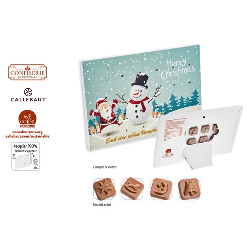 Desk Advent Calendar Standard design & print, Callebaut Milk chocolate calendar