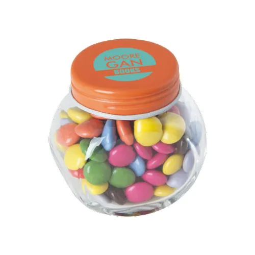 Kleine glazen pot choco carletties Kleine glazen pot choco carletties