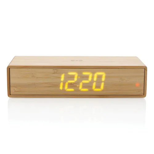 Bamboo alarm clock with 5W wireless charger Bamboo alarm clock with 5W wireless charger