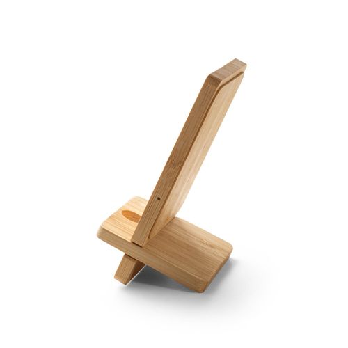 LANGE. Smartphone holder with 15W fast wireless charger in bamboo