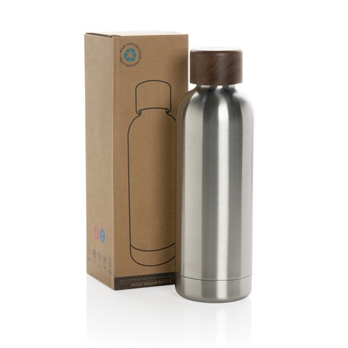 Wood RCS certified recycled stainless steel vacuum bottle Wood RCS certified recycled stainless steel vacuum bottle