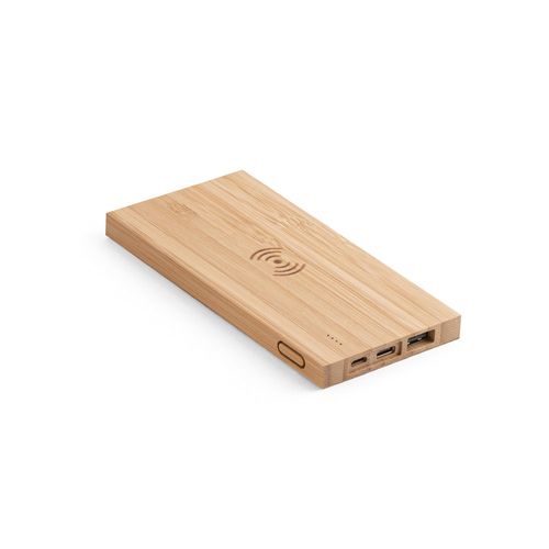 FITCH. Power bank 5.000 mAh with 5W wireless charger in bamboo FITCH. Power bank 5.000 mAh with 5W wireless charger in bamboo