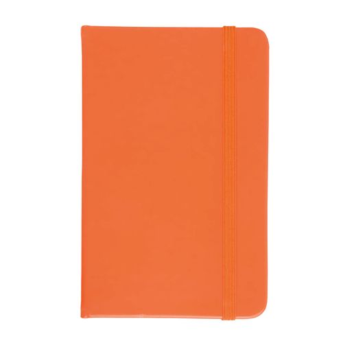 Fluorescent PU notebook with coloured elastic, ruled sheets (80 pages), satin bookmark