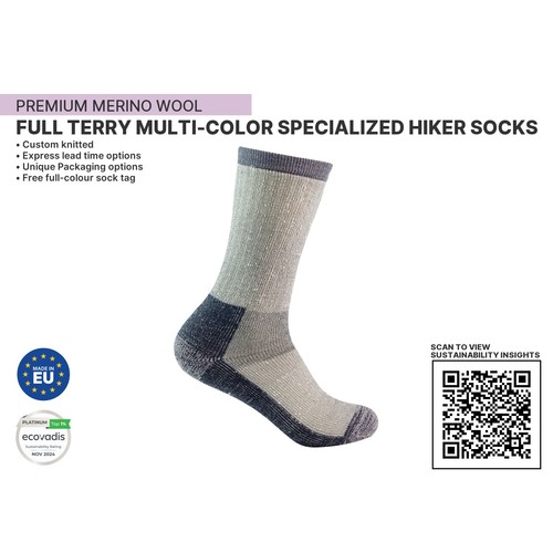 Full Terry Multi color Specialized Hiker Sock