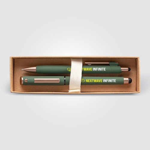 Coffret cadeau stylo York, plastique recyclé, finition bronze Coffret cadeau stylo York, plastique recyclé, finition bronze