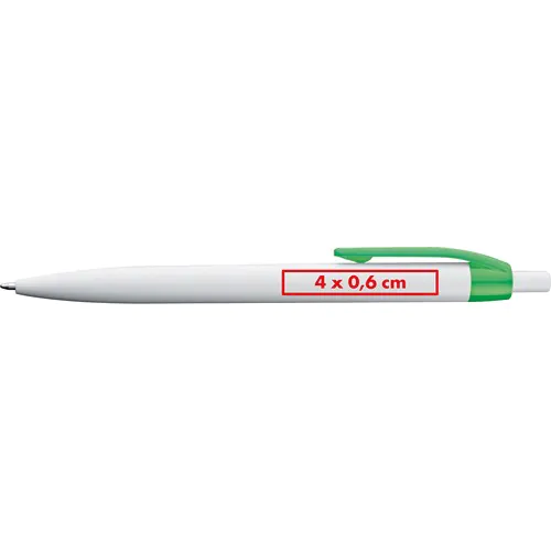 White plastic ball pen with coloured clip