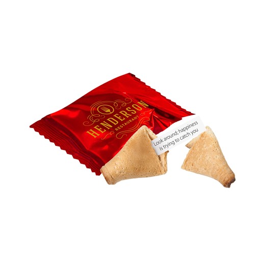 Fortune cookie in printed foil