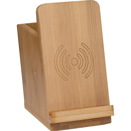 Bamboo wireless charger with pen holder Bamboo wireless charger with pen holder