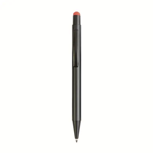 Aluminum push button ball pen with colored touch screen and laser engraved logo