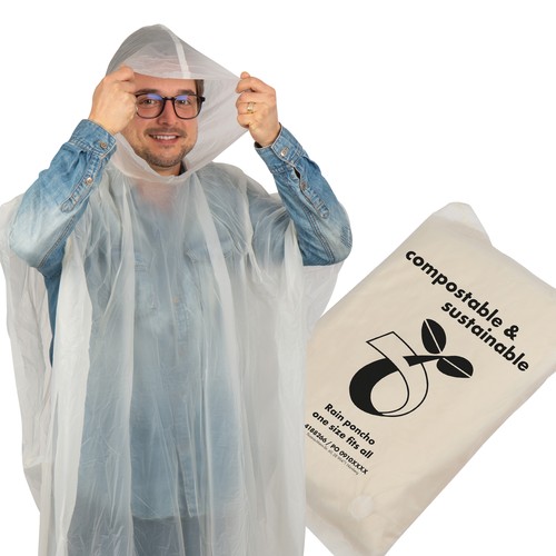 Poncho antipioggia compostabile.