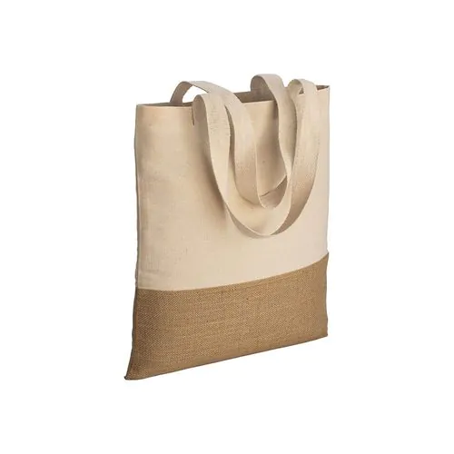 230g/m2 cotton shopping bag, with jute base, long handles