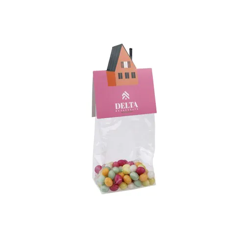 Block bag with header card in your own shape and 50 grams of candy