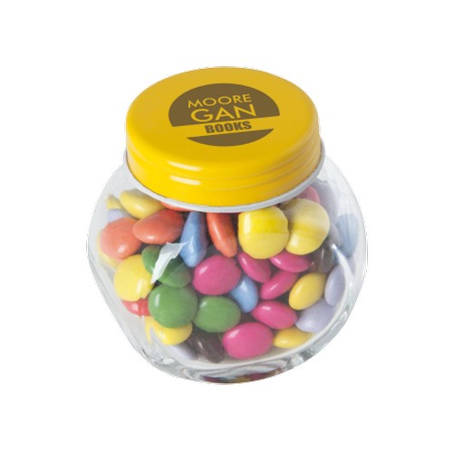 Kleine glazen pot choco carletties