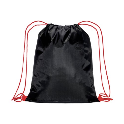 210T black polyester backpack with choke closure and colored cords 210T black polyester backpack with choke closure and colored cords