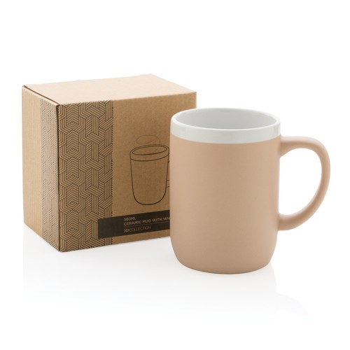 Keramische mok met witte rand 300 ml.
