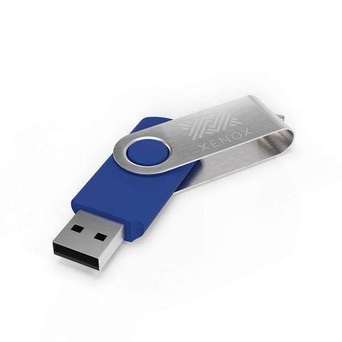 USB Stick Twister (Blauw, 64GB 2.0, Gravering voorzijde, Gravering achterzijde)