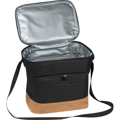 Bolsa nevera de RPET con compartimento extra y fondo de corcho Bolsa nevera de RPET con compartimento extra y fondo de corcho