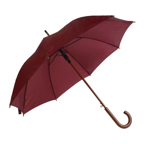 Automatic umbrella with wood shaft, ferrule and handle