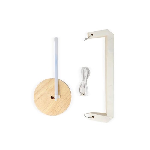 Coollux foldable paper LED lamp Eos on wooden base, 25 cm (letterbox size)