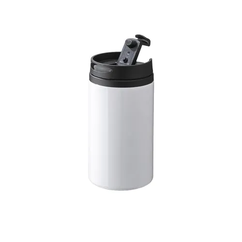 Sublimating metal mug with plastic inner wall, lid and handle