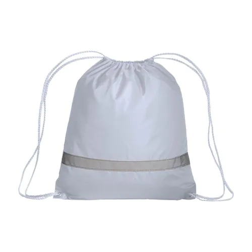 210T polyester backpack with reflective strip, drawstring closure and reinforced corners