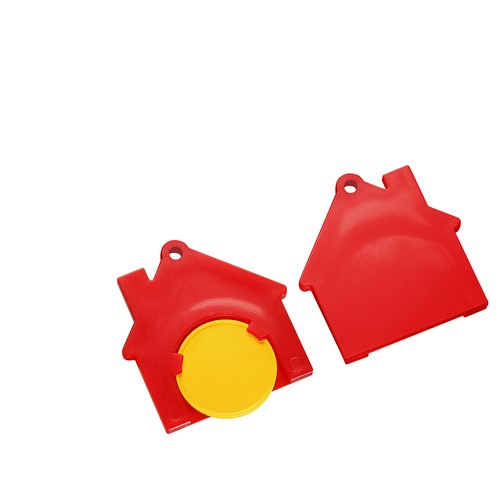 Chiphouder met winkelwagenmuntje 1€ "huis" Chiphouder met winkelwagenmuntje 1€ "huis"