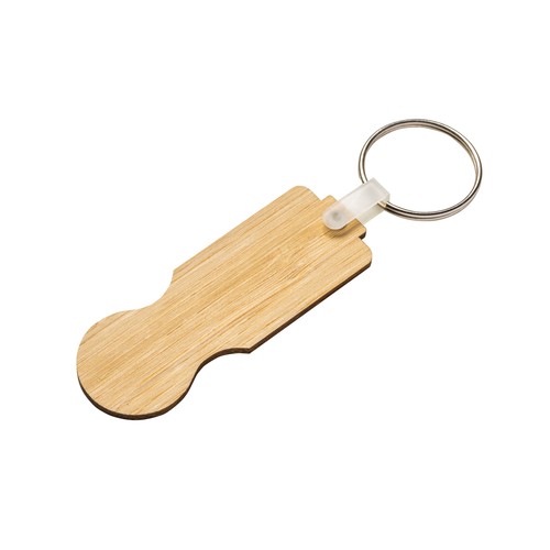 Bamboo shopping cart token with key ring