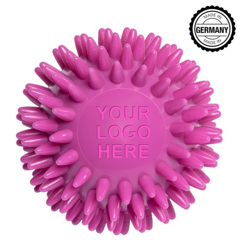 Balle de massage hérisson avec gaufrage rond (78 mm, couleur personnalisée), "Made in Germany"