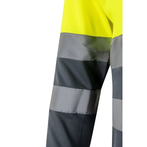 VL VULCAN. Polo bicolore (160g/m²) à manches longues, en polyester (100%)