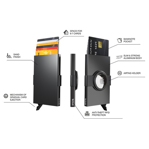 Custodia per carta di credito RFID con supporto per AirTag