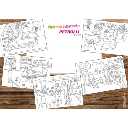 Coloring sheets set - with digital printing Coloring sheets set - with digital printing