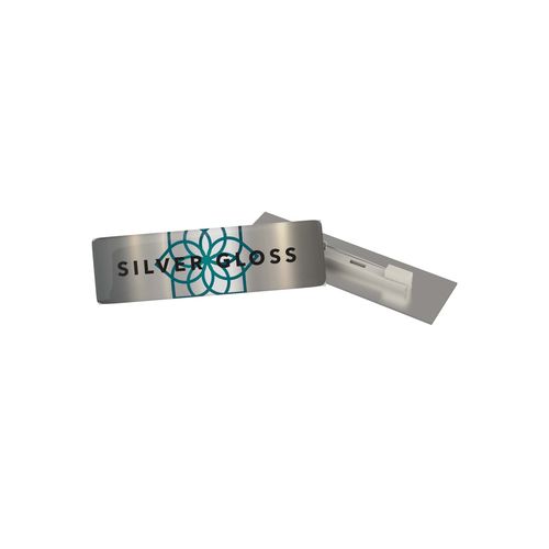 Badge Megan Metal, Rectangular, 74 x 20 mm, Needle, Doming in full color Badge Megan Metal, Rectangular, 74 x 20 mm, Needle, Doming in full color